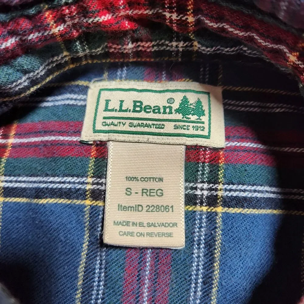 L.L. Bean Flannel Shirt Men S Plaid Long Sleeve Button Front
